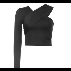 New sexy black one sleeve crop top
